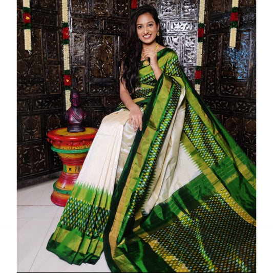 Ikkat Pochampally Handloom Pure Silk Saree with Blouse | Double Warp | Silk Mark Certified