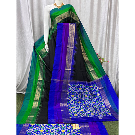 Ikkat Pochampally Handloom Pure Silk Saree with Blouse | Double Warp | Silk Mark Certified