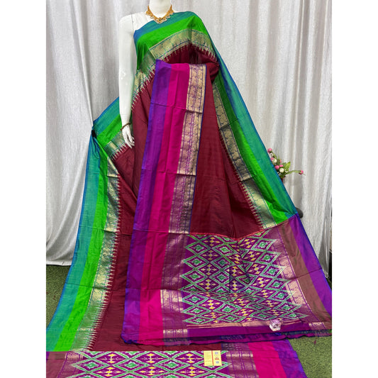 Ikkat Pochampally Handloom Pure Silk Saree with Blouse | Double Warp | Silk Mark Certified