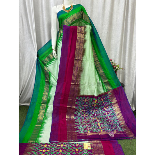 Ikkat Pochampally Handloom Pure Silk Saree with Blouse | Double Warp | Silk Mark Certified