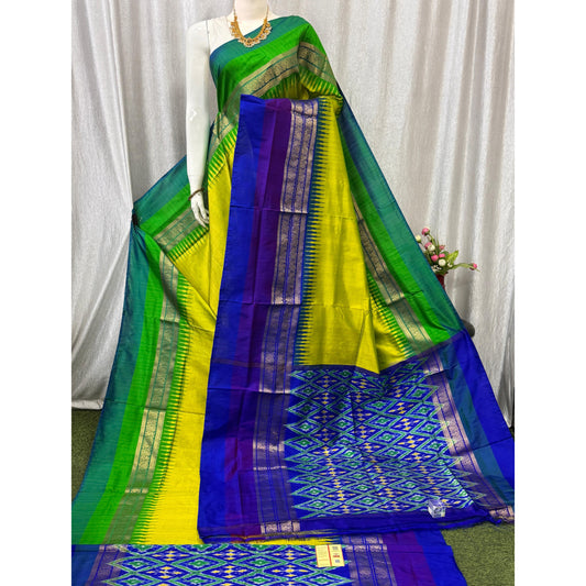 Ikkat Pochampally Handloom Pure Silk Saree with Blouse | Double Warp | Silk Mark Certified