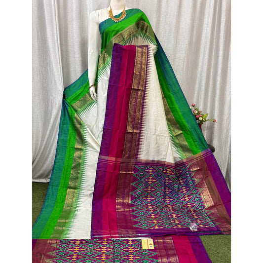 Ikkat Pochampally Handloom Pure Silk Saree with Blouse | Double Warp | Silk Mark Certified
