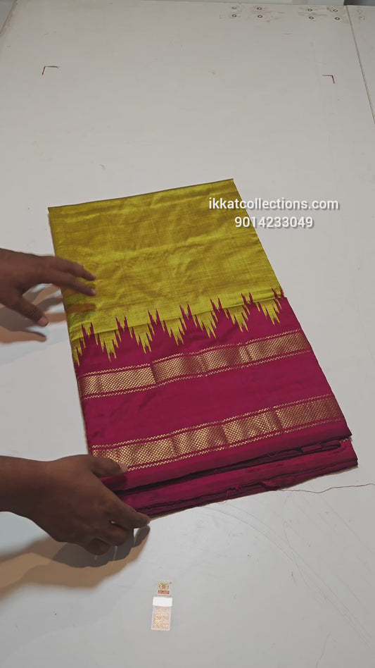 Ikkat Pochampally Handloom Pure Silk Saree with Pallu & Blouse Ikkat Design – Double Warp | Silk Mark Certified