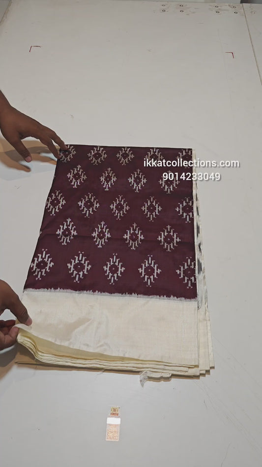 Ikkat Pochampally Handloom Pure Silk Saree with Blouse – Double Warp | Silk Mark Certified