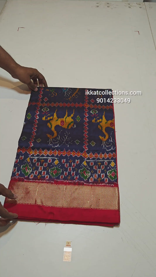 Special Ikkat Pochampally Handloom Pure Silk Saree with Blouse – Double Warp | Silk Mark Certified