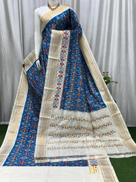 Ikkat Pochampally Handloom Pure Silk Saree with Blouse | Double Warp | Silk Mark Certified | PS2021