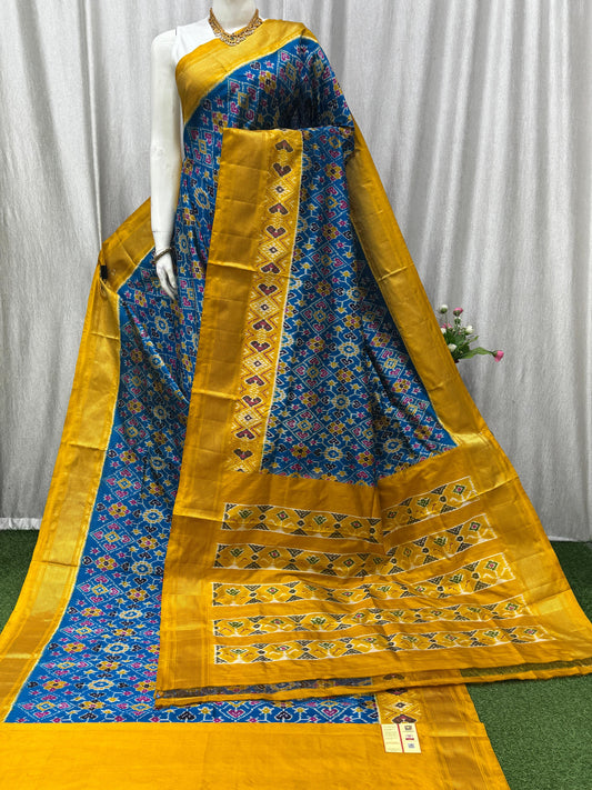 Ikkat Pochampally Handloom Pure Silk Saree with Blouse | Double Warp | Silk Mark Certified | PS2025