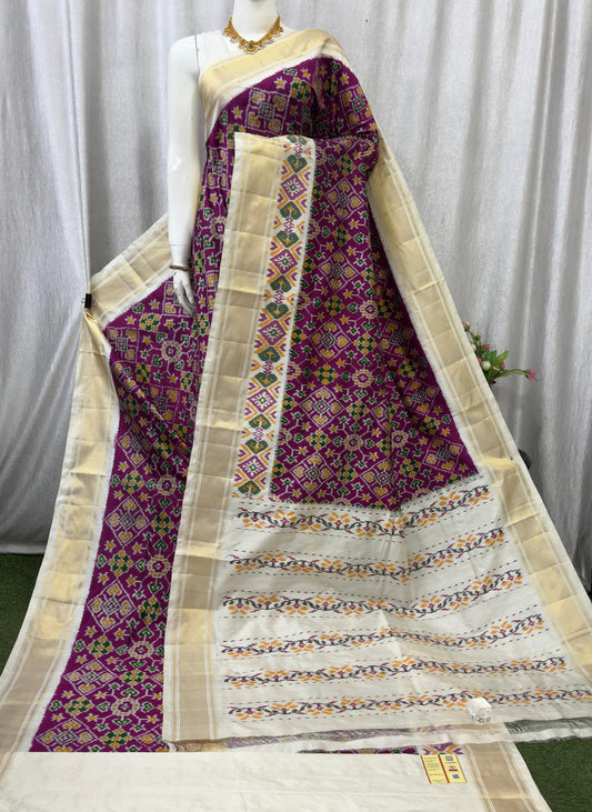 Ikkat Pochampally Handloom Pure Silk Saree with Blouse | Double Warp | Silk Mark Certified | PS2005