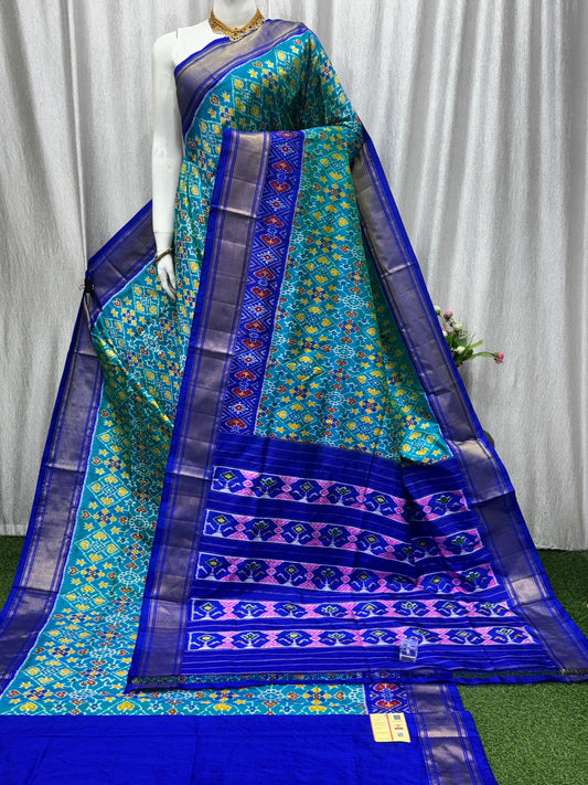 Ikkat Pochampally Handloom Pure Silk Saree with Blouse | Double Warp | Silk Mark Certified | PS2016