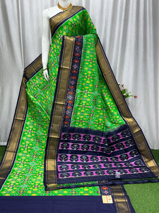 Ikkat Pochampally Handloom Pure Silk Saree with Blouse | Double Warp | Silk Mark Certified | PS2013